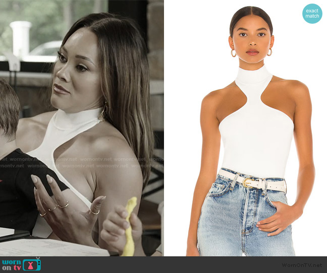 Superdown Kallie Halter Bodysuit worn by Ashley Darby on The Real Housewives of Potomac