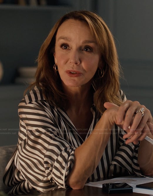 Sylvie’s striped blouse on Emily in Paris