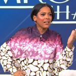 Tamron’s mixed print shirtdress on Tamron Hall Show