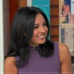 Dr. Tara Narula’s purple mock neck sleeveless dress on Good Morning America