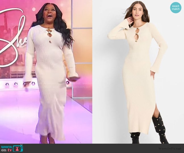Target Future Collective Cream Ribbed Maxi Dress worn by Sherri Shepherd on Sherri