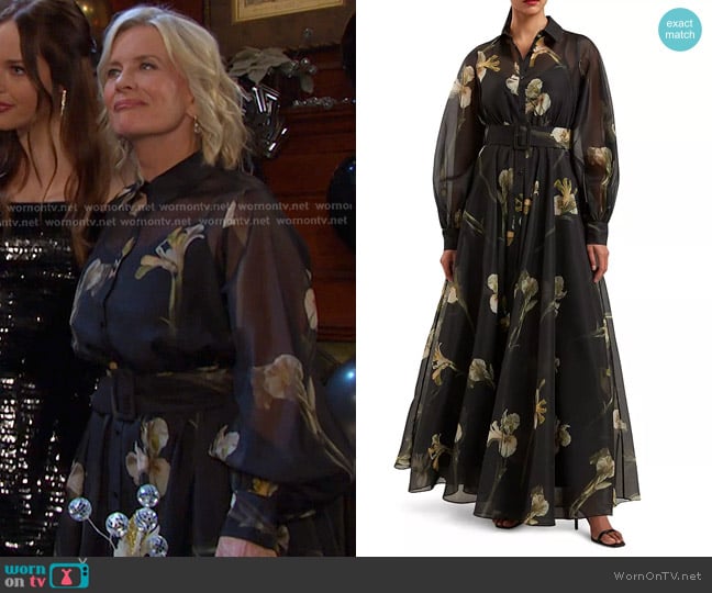 Ted Baker Liorral Printed Organza Belted Maxi Dress worn by Kayla Brady (Mary Beth Evans) on Days of our Lives