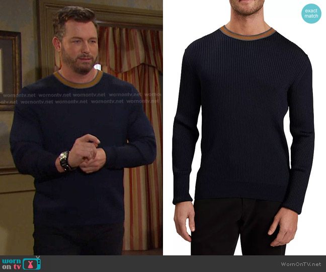 Ted Baker Nayor Ribbed Crewneck Sweater worn by Brady Black (Eric Martsolf) on Days of our Lives
