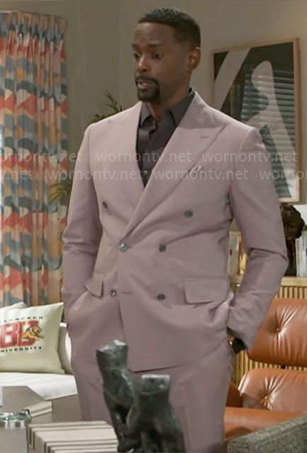 Ted’s mauve suit on Beyond the Gates