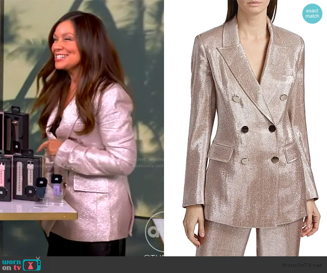 Toccin Mia Double-Breasted Metallic Blazer worn by Gretta Monahan on The View