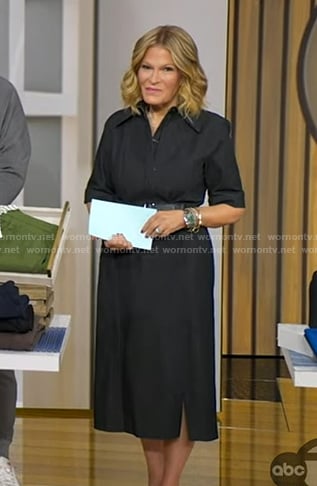 Tory’s black belted denim dress on Good Morning America