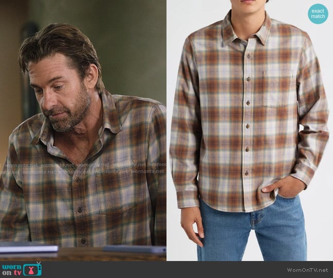 Treasure & Bond Plaid Flannel Button-Up Shirt in Beige- Brown Ares Plaid worn by Nick Marsh (Scott Speedman) on Greys Anatomy