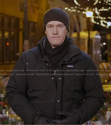 Trevor Ault’s black hooded down jacket on Good Morning America