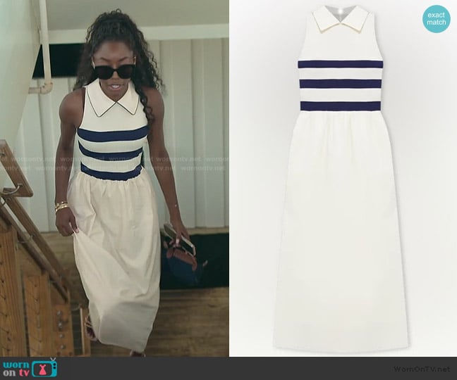 Tuckernuck Ivory Stripe Marina Dress worn by Venita Aspen on Southern Charm