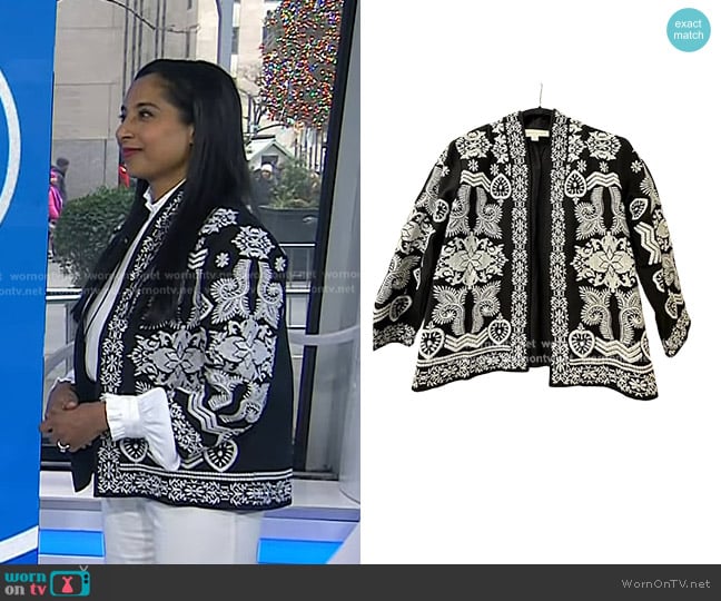 Twig and Willow Embroidered Short Jacket worn by Dr. Roshini Raj on Today