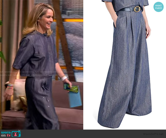 TWP Avery Wide-Leg Pants worn by Sara Haines on The View