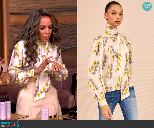 Ulla Johnson Ornament Silk Tie-Neck Blouse worn by Sunny Hostin on The View