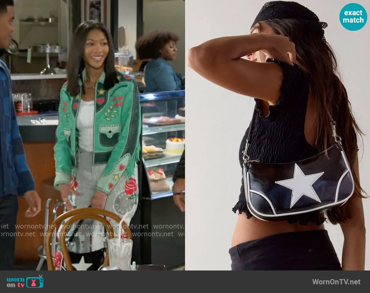 Urban Outfitters Daphne Star Faux Leather Moto Bag worn by Jessica Harris (Camryn Jade) on Beyond the Gates