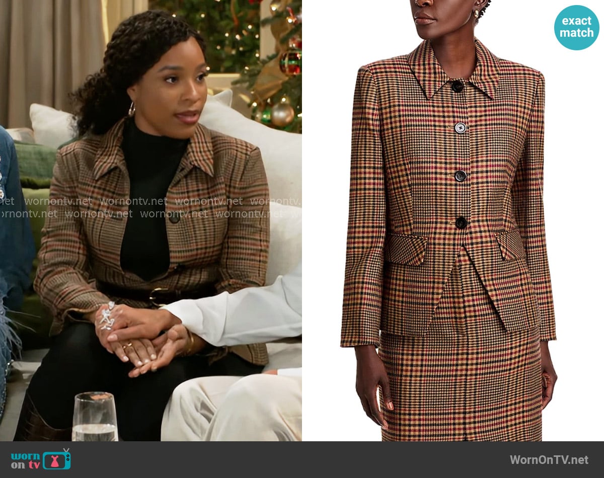 Veronica Beard Aire Dickey Jacket in Camel Black worn by Naomi Hamilton Hawthorne (Arielle Prepetit) on Beyond the Gates