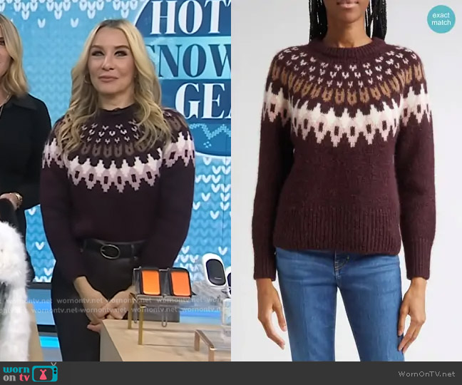 Veronica Beard Anne Fair Isle Alpaca Blend Sweater in Raisin Multi worn by Chassie Post on Today