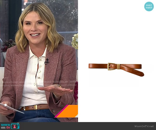 Veronica Beard Arch Leather Belt in Hazelwood worn by Jenna Bush Hager on Today