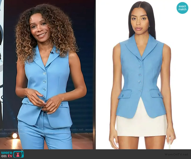 Veronica Beard Benny Tailored Vest worn by Zuri Hall on Access Hollywood