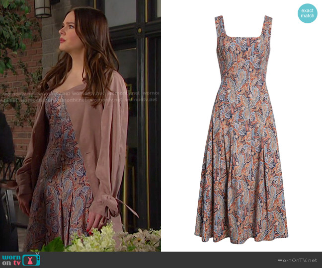 Veronica Beard Jolie Paisley Dress worn by Stephanie Johnson (Abigail Klein) on Days of our Lives