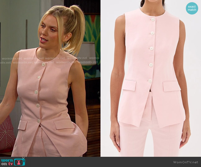 Veronica Beard Lois Linen Vest in Pink Shell worn by Catherina Greene (AnnaLynne McCord) on Days of our Lives