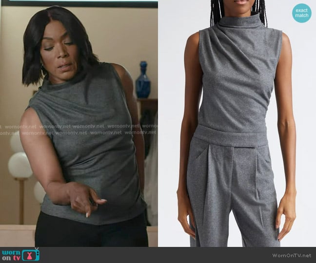 Veronica Beard Mylie Sleeveless Top in Medium Heather Grey worn by Athena Grant (Angela Bassett) on 9-1-1