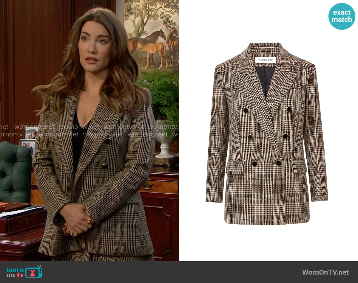 Veronica Beard Rhys Houndstooth Dickey Jacket worn by Steffy Forrester (Jacqueline MacInnes Wood) on The Bold and the Beautiful