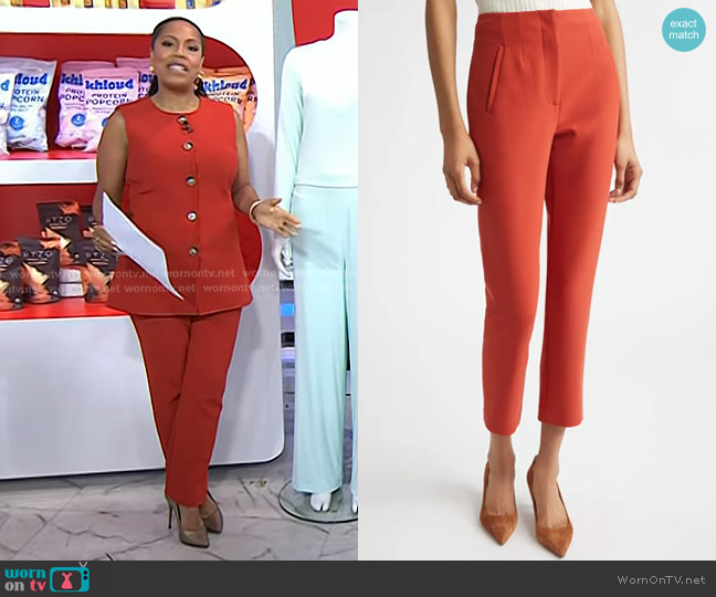 Veronica Beard Stila Pants n Carnelian Red worn by Sheinelle Jones on Today