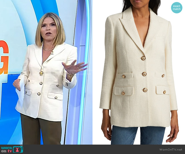 Veronica Beard Terre Dickey Textured Cotton Jacket in Ecru worn by Jenna Bush Hager on Today
