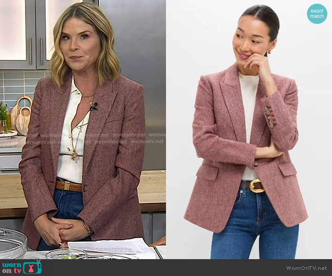Veronica Beard Vega Dickey Jacket in Red Oak Melange worn by Jenna Bush Hager on Today