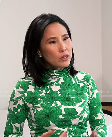 Vicky’s green floral turtleneck top on Today