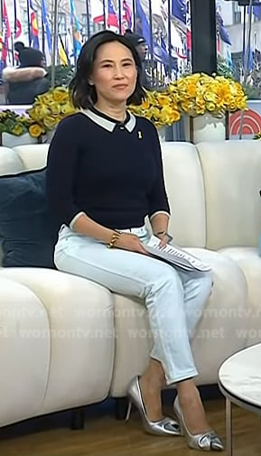 Vicky’s silver bow pumps on Today