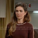 Victoria’s brown colorblock sweater on The Young and the Restless