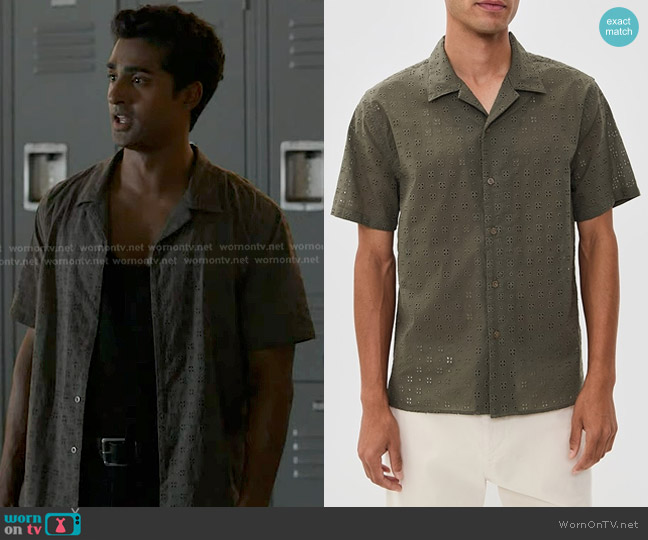 Vince Cotton Eyelet Collar Shirt in dome worn by Ravi Panikkar (Anirudh Pisharody) on 9-1-1