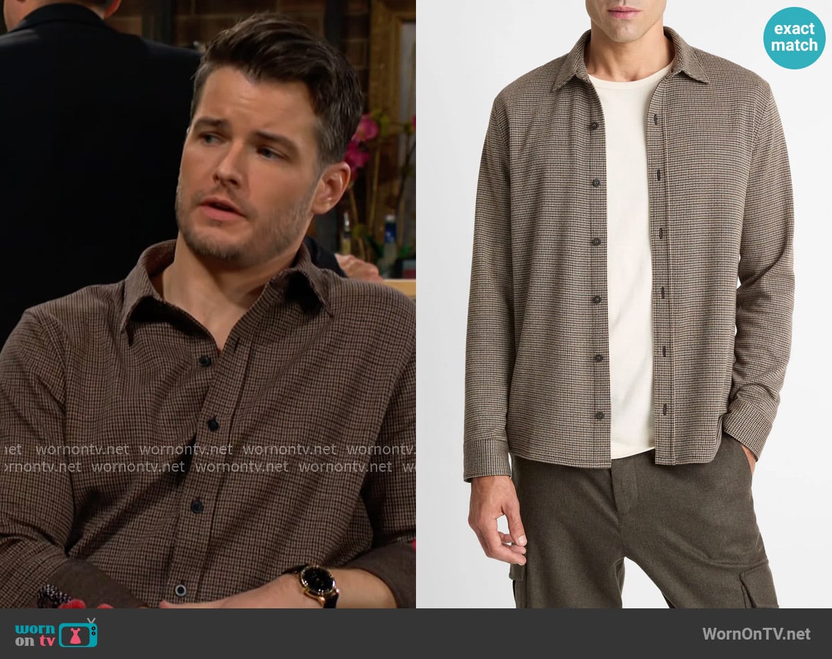 Vince Houndstooth Button-Up Shirt worn by Kyle Abbott (Michael Mealor) on The Young and the Restless