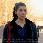 Violet's navy shearling lined moto jacket on Chicago Fire