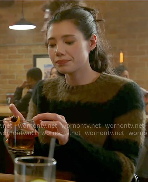 Violet’s olive striped sweater on Chicago Fire