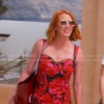 Whitney’s pink and black floral print mini dress on The Real Housewives of Salt Lake City