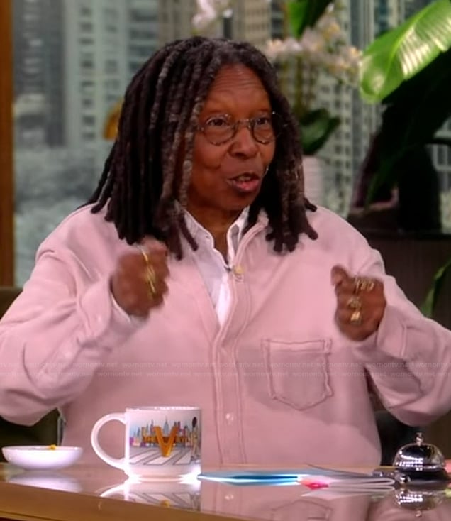 Whoopi’s pink button down overshirt on The View