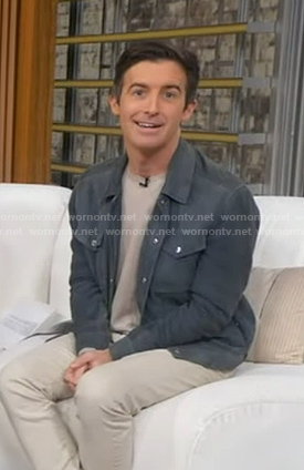 Will Ganss’ blue suede trucker jacket on Good Morning America