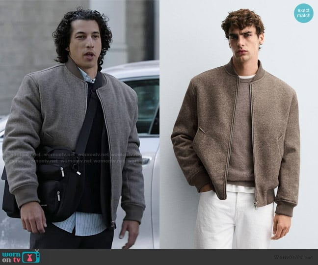 Zara Combination Bomber Jacket worn by Simon (Benjamin Norris) on Abbott Elementary