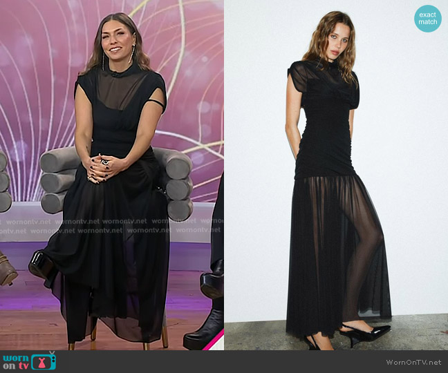 Zara Combined Draped Midi Dress worn by Melissa Garcia on Today