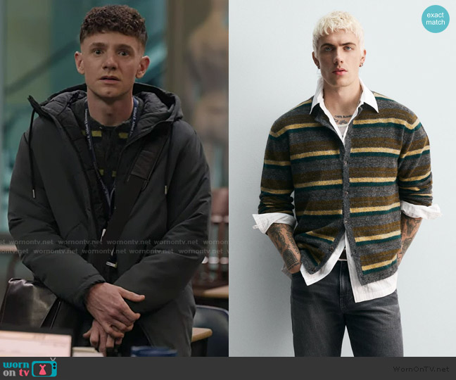 Zara Striped Jacquard Cardigan worn by Jacob Hill (Chris Perfetti) on Abbott Elementary