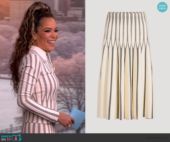 Zimmermann Rebellion Striped Knit Midi Skirt worn by Sunny Hostin on The View
