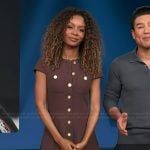 Zuri’s brown button front mini dress on Access Hollywood
