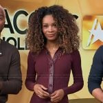 Zuri’s burgundy ribbed dress on Access Hollywood