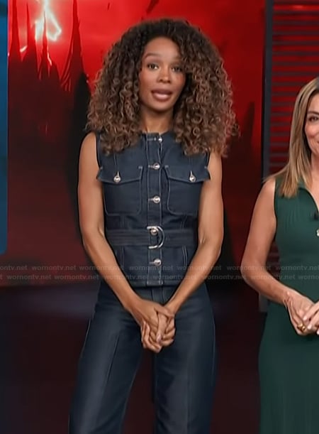 Zuri’s denim vest and jeans on Access Hollywood