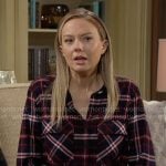 Abby’s navy and red plaid shirt on The Young and the Restless