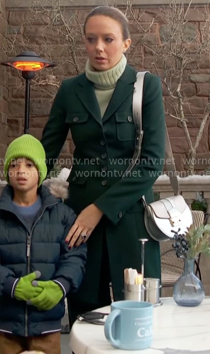 Abby’s dark green coat on The Young and the Restless