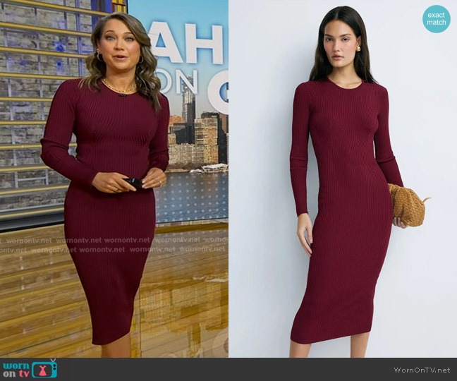 Adam Lippes Geo Knit Midi Dress worn by Ginger Zee on Good Morning America