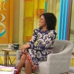 Adriana Diaz’s blue floral sweater and skirt set on CBS Mornings