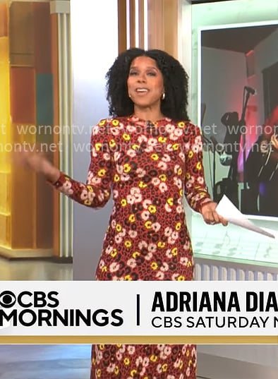 Adriana Diaz’s red floral maxi dress on CBS Mornings